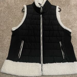 Maurices Black and White Sherpa-Lined Vest